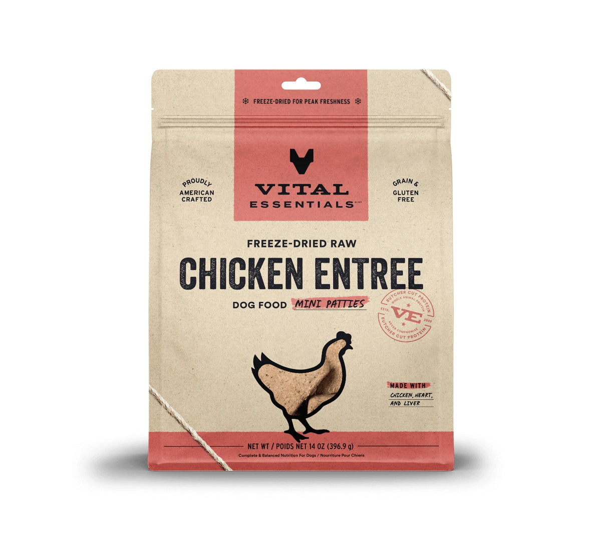 Vital Essentials® Freeze-Dried Raw Chicken Entree Dog Food Mini Patties, 14 oz