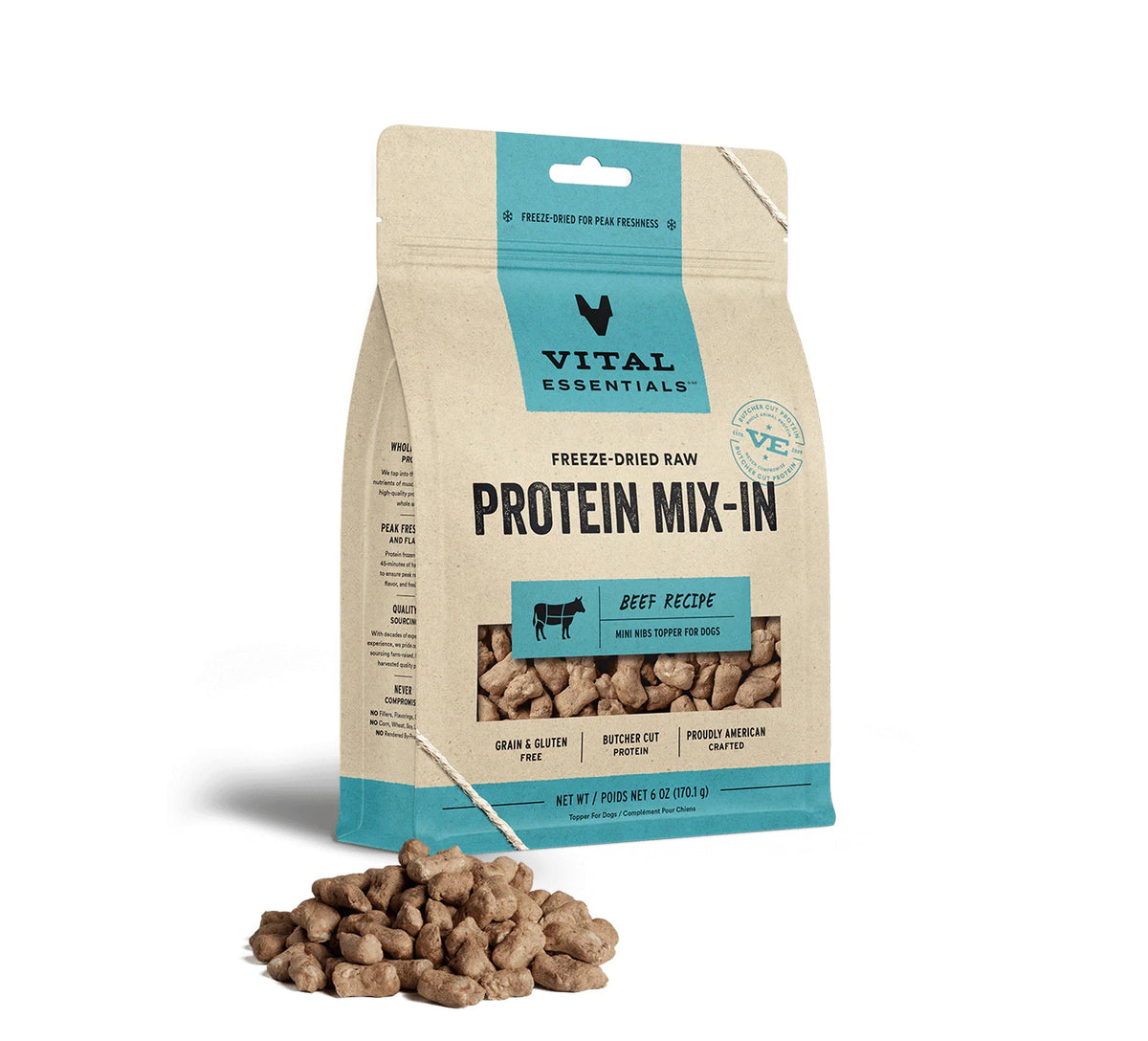 Vital Essentials® Freeze-Dried Raw Beef Protein Mix-In Meal Topper for Dogs, 6 oz
