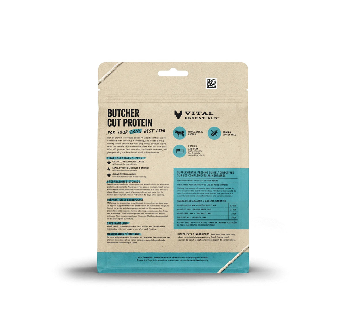 Vital Essentials® Freeze-Dried Raw Beef Protein Mix-In Meal Topper for Dogs, 6 oz