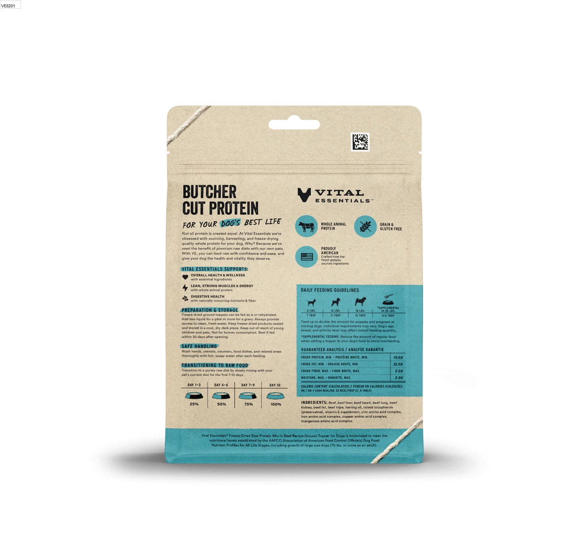 Vital Essentials® Freeze-Dried Raw Beef Protein Mix-In Ground Topper for Dogs, 6 oz