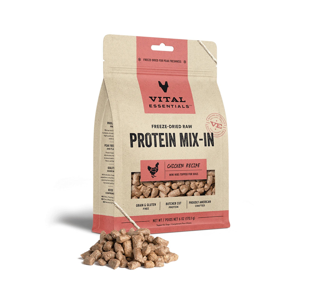 Vital Essentials® Freeze-Dried Raw Chicken Protein Mix-In Meal Topper for Dogs, 6 oz