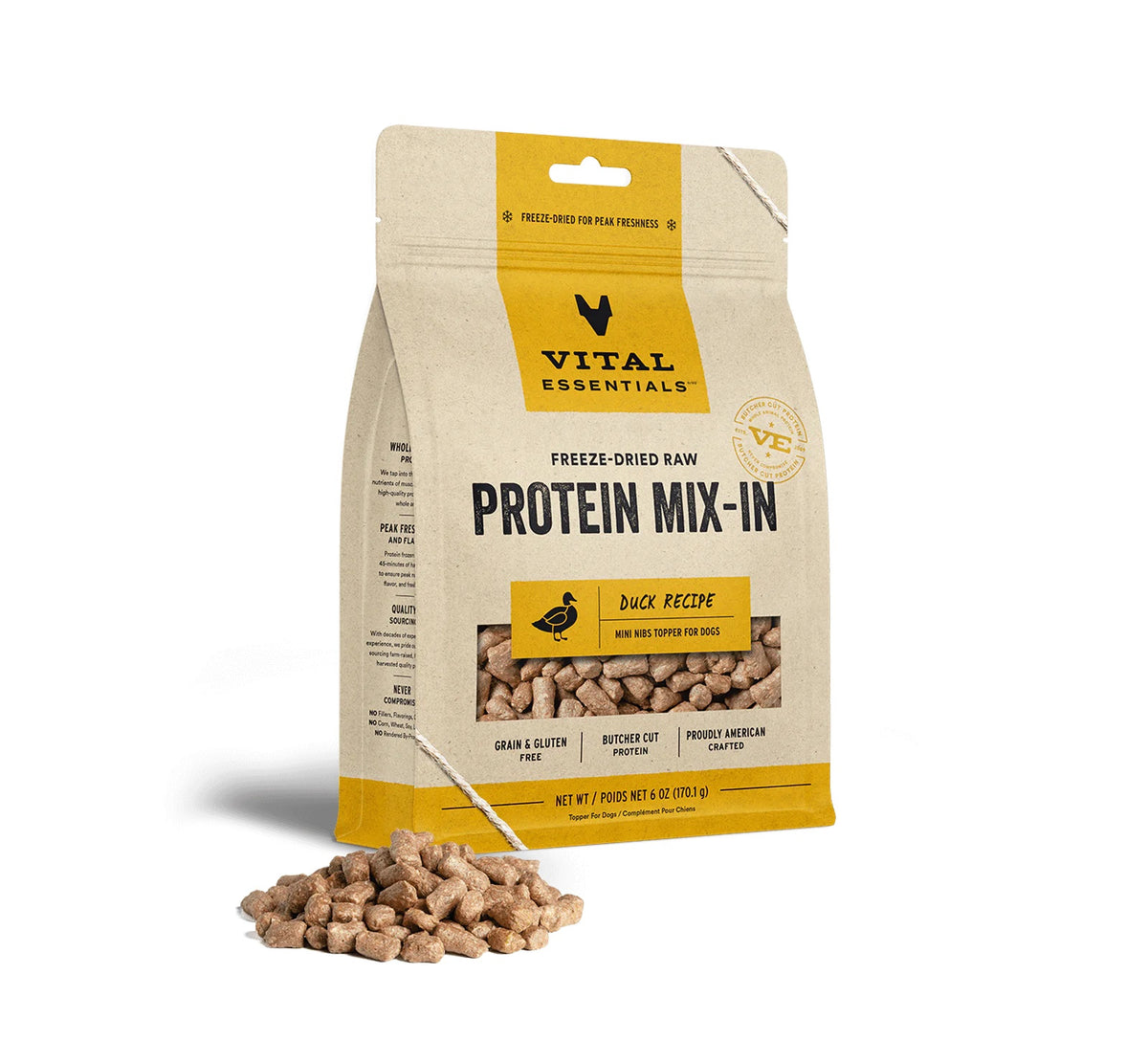 Vital Essentials® Freeze-Dried Raw Duck Protein Mix-In Meal Topper for Dogs, 6 oz