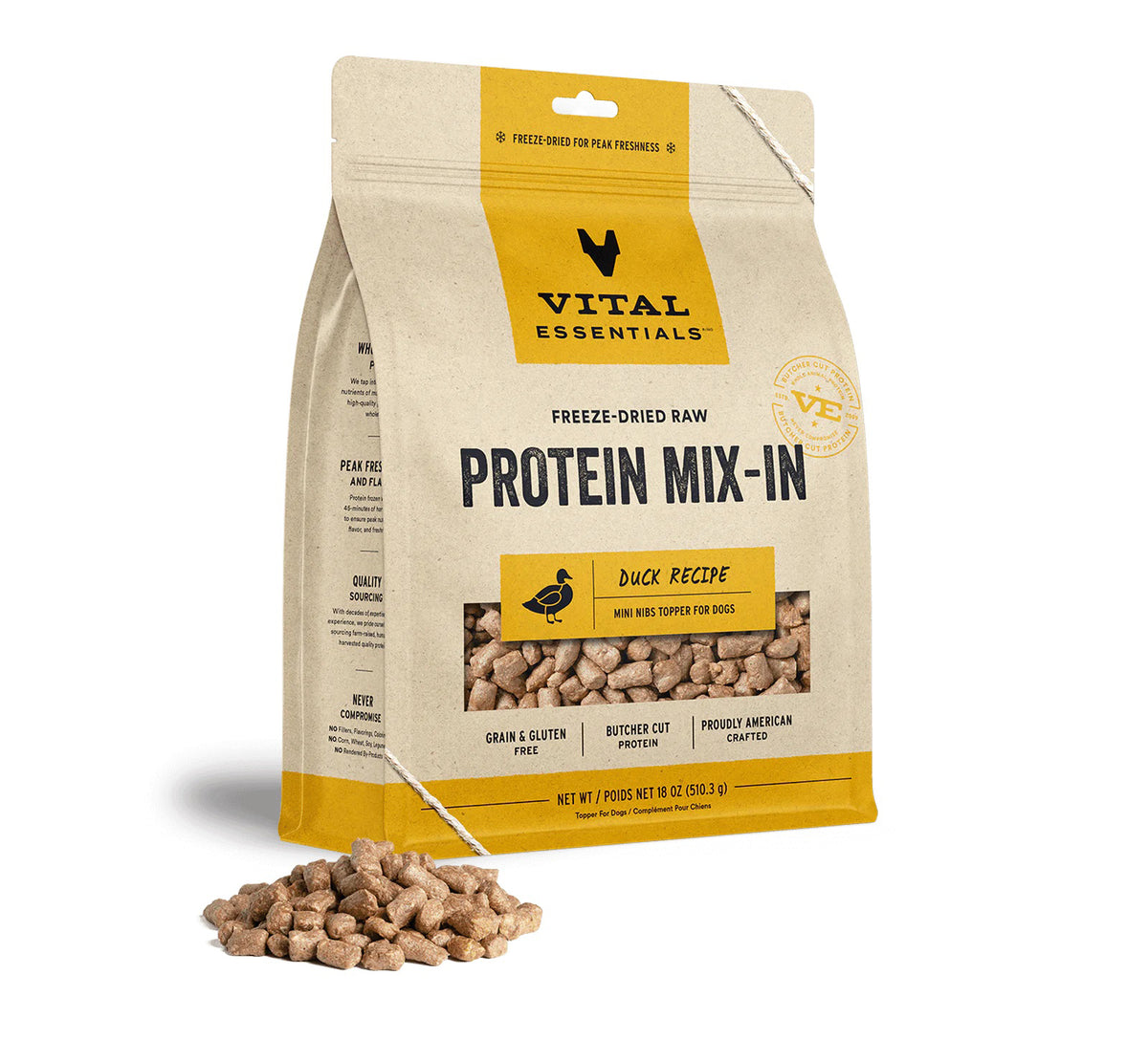 Vital Essentials® Freeze-Dried Raw Duck Protein Mix-In Meal Topper for Dogs,18 oz