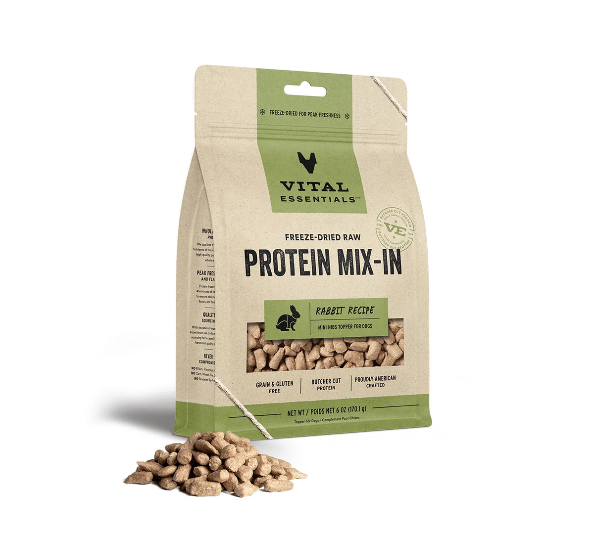 Vital Essentials® Freeze-Dried Raw Rabbit Protein Mix-In Meal Topper for Dogs, 6 oz
