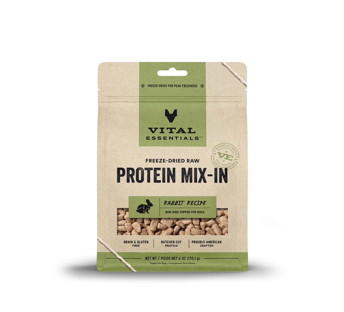 Vital Essentials® Freeze-Dried Raw Rabbit Protein Mix-In Meal Topper for Dogs, 6 oz