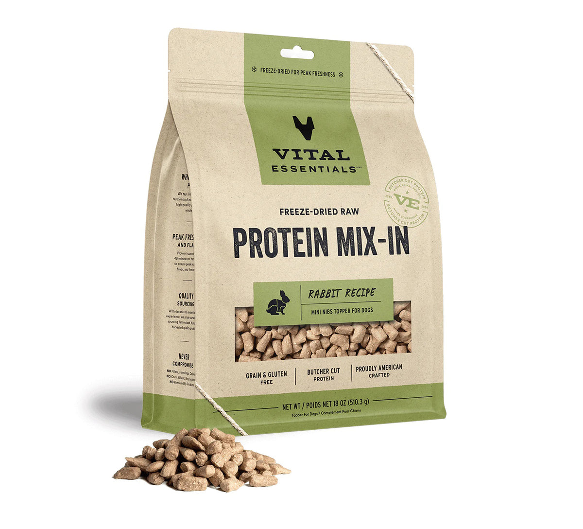 Vital Essentials® Freeze-Dried Raw Rabbit Protein Mix-In Meal Topper for Dogs, 18 oz