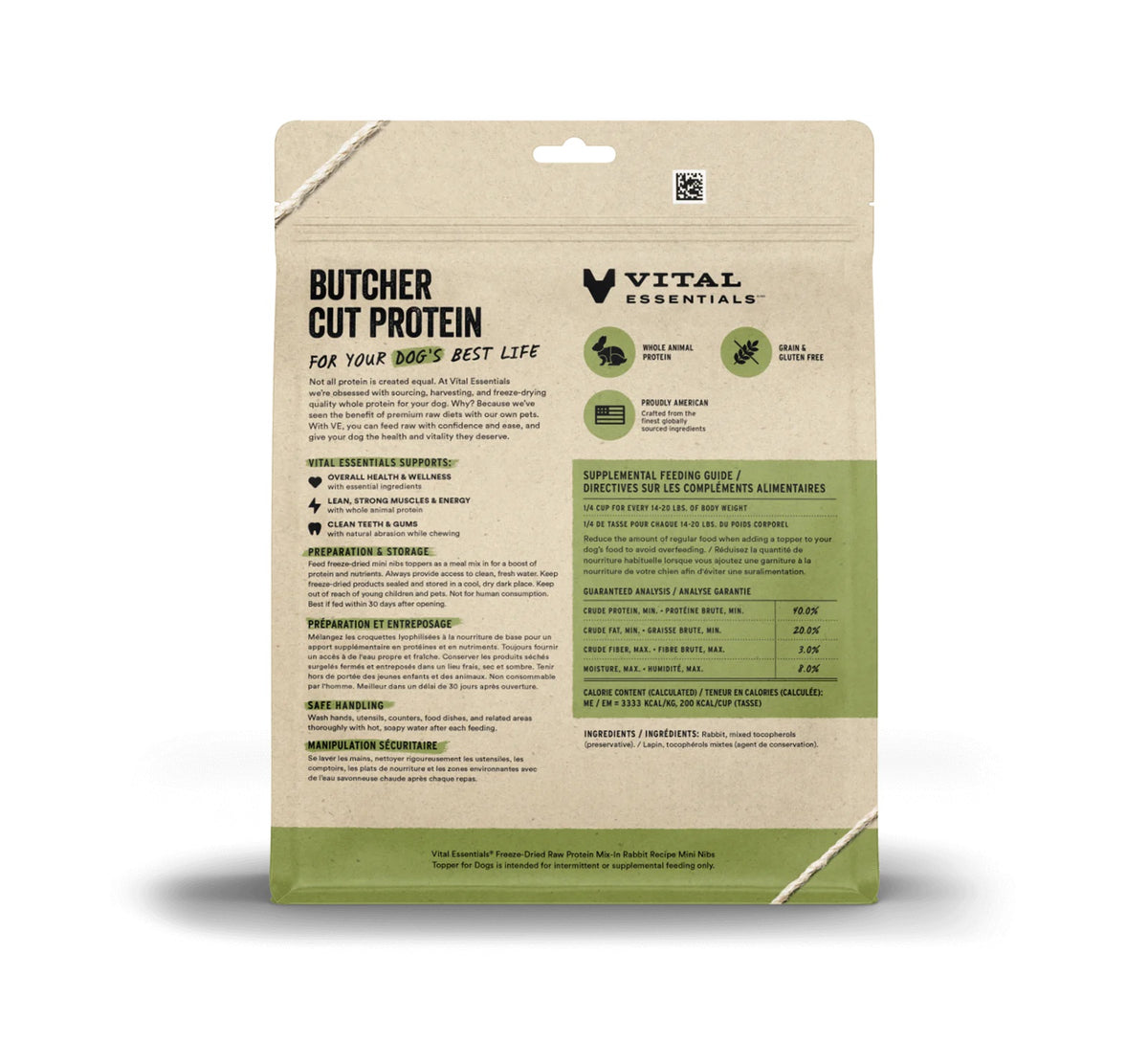 Vital Essentials® Freeze-Dried Raw Rabbit Protein Mix-In Meal Topper for Dogs, 18 oz