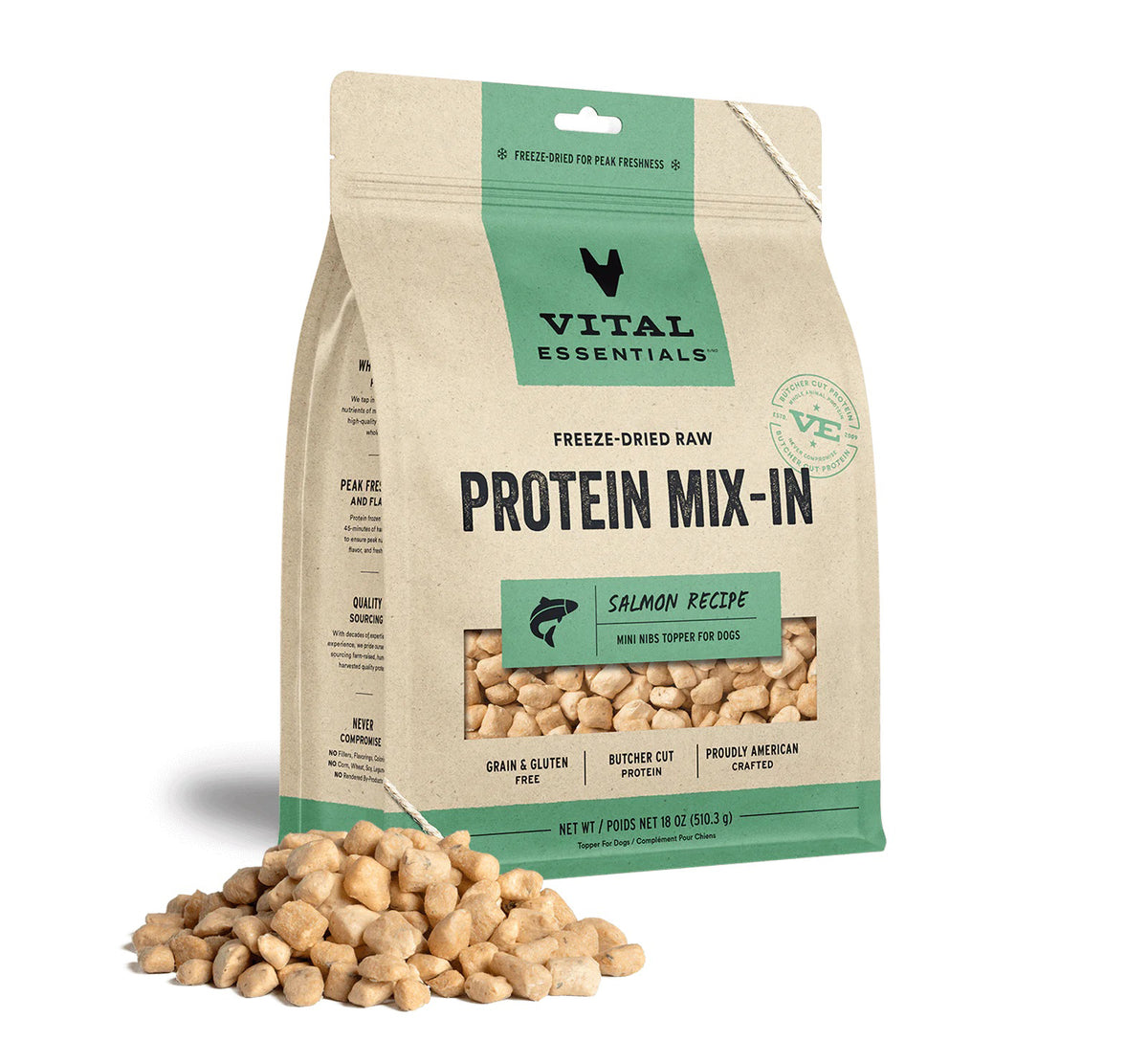 Vital Essentials® Freeze-Dried Raw Salmon Protein Mix-In Meal Topper for Dogs, 18 oz