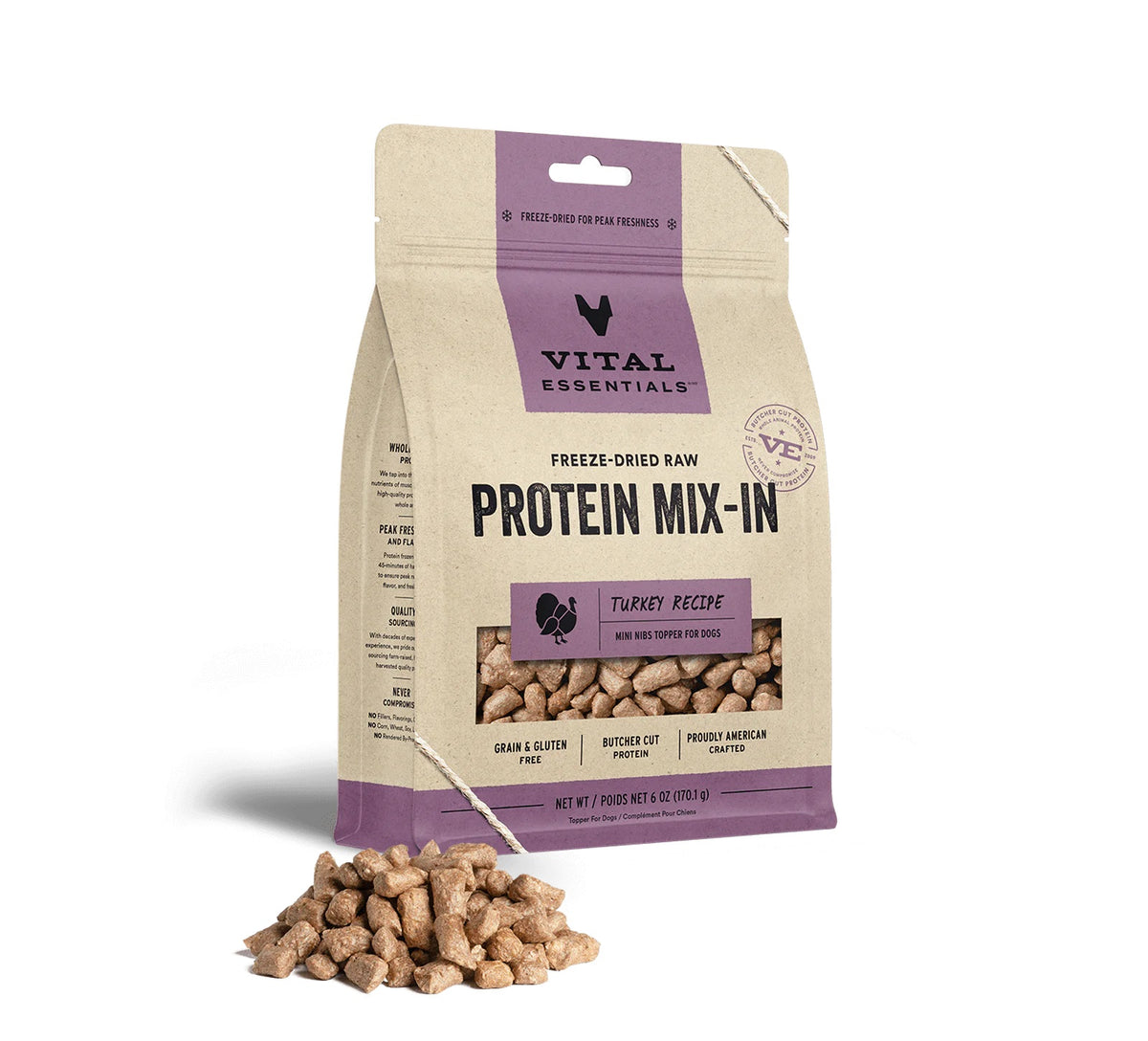 Vital Essentials® Freeze-Dried Raw Turkey Protein Mix-In Meal Topper for Dogs, 6 oz