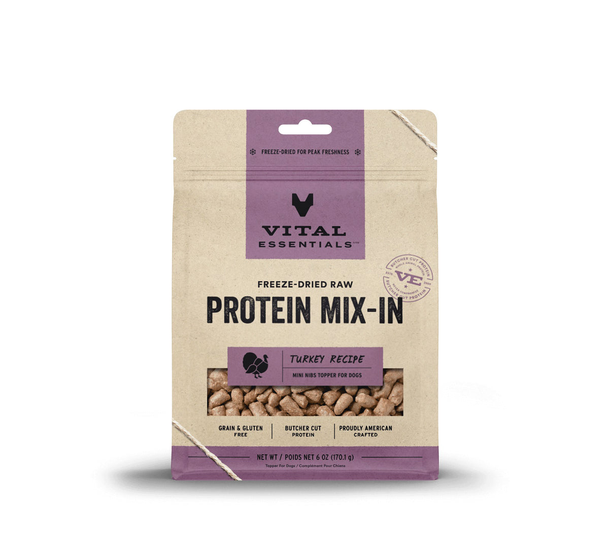 Vital Essentials® Freeze-Dried Raw Turkey Protein Mix-In Meal Topper for Dogs, 6 oz
