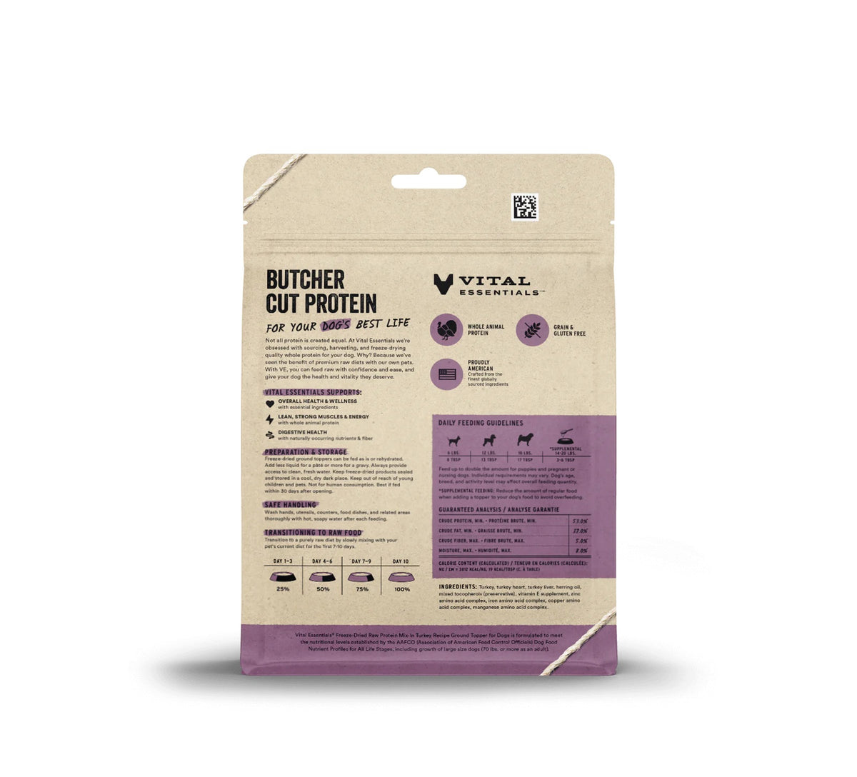 Vital Essentials® Freeze-Dried Raw Turkey Protein Mix-In Ground Topper for Dogs, 6 oz