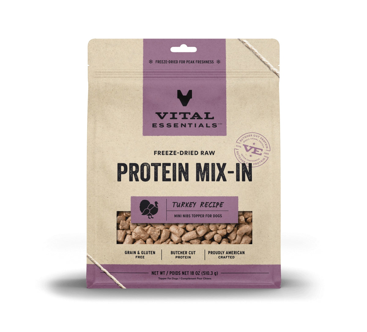 Vital Essentials® Freeze-Dried Raw Turkey Protein Mix-In Meal Topper for Dogs, 18 oz