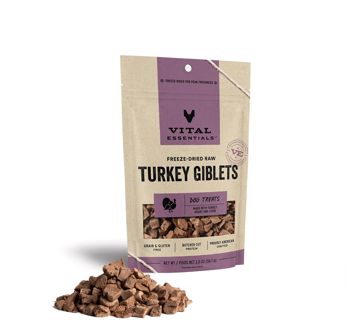Vital Essentials® Freeze-Dried Raw Turkey Giblets Dog Treats, 2.0 oz