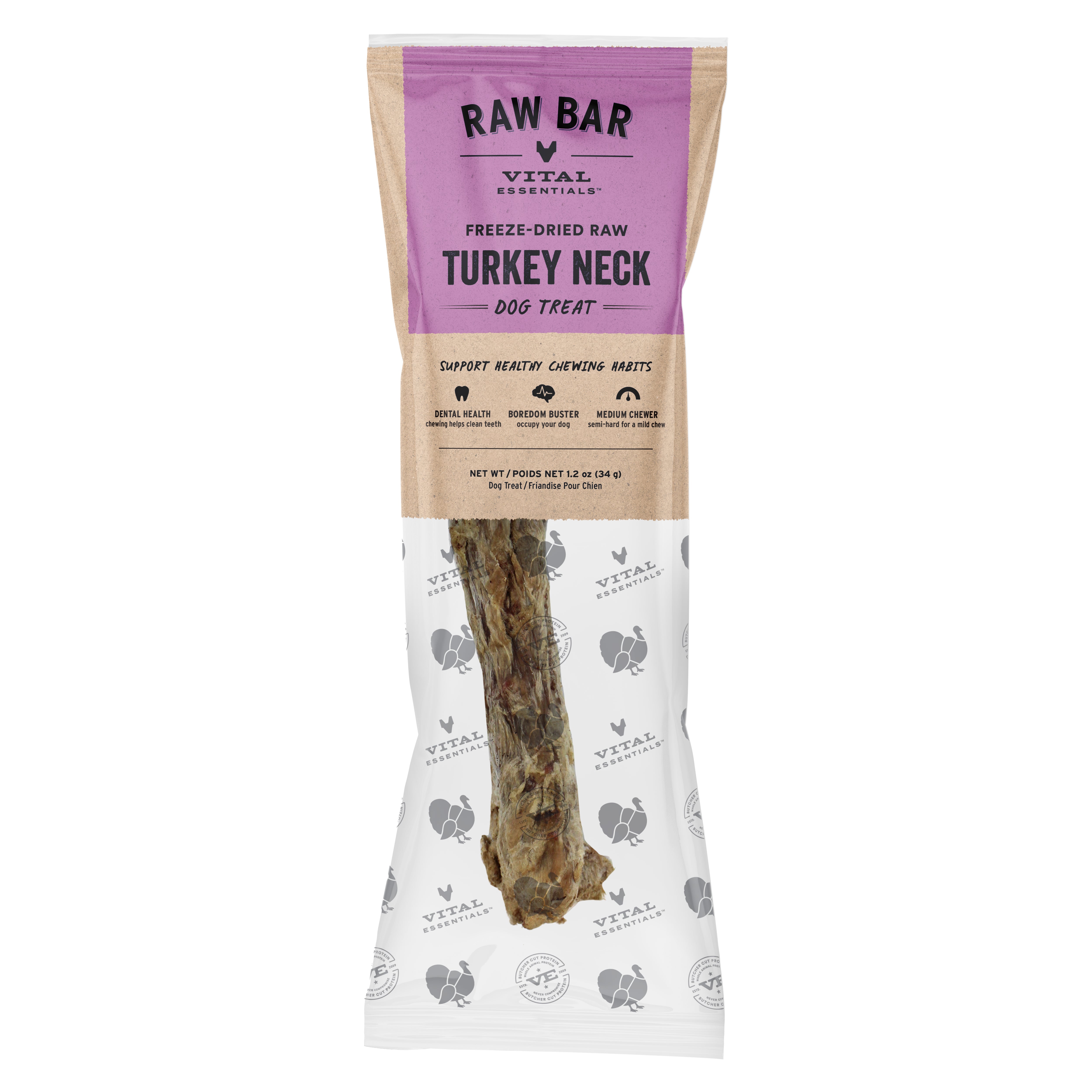 Vital Essentials® RAW BAR Freeze-Dried Raw Turkey Neck Dog Treat, 1.2 oz