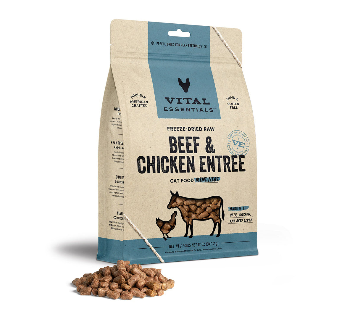 Vital Essentials® Freeze-Dried Raw Beef & Chicken Entree Cat Food Mini Nibs, 12 oz