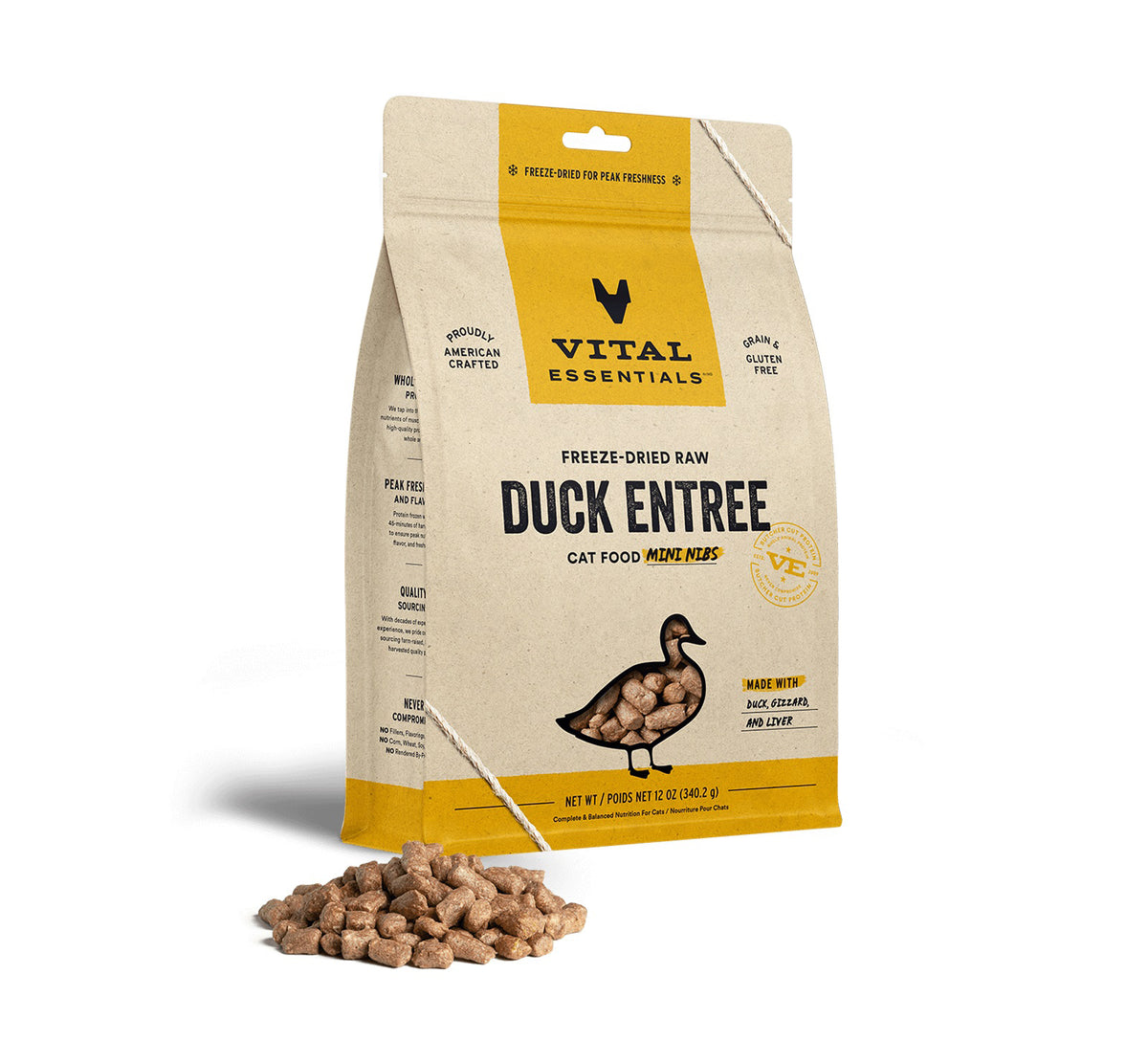 Vital Essentials® Freeze-Dried Raw Duck Entree Cat Food Mini Nibs, 12 oz