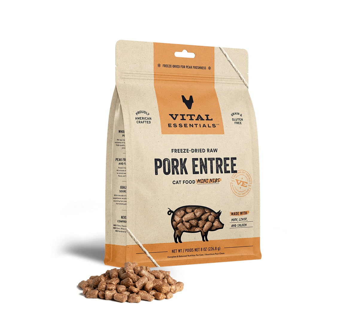 Vital Essentials® Freeze-Dried Raw Pork Entree Cat Food Mini Nibs, 8 oz