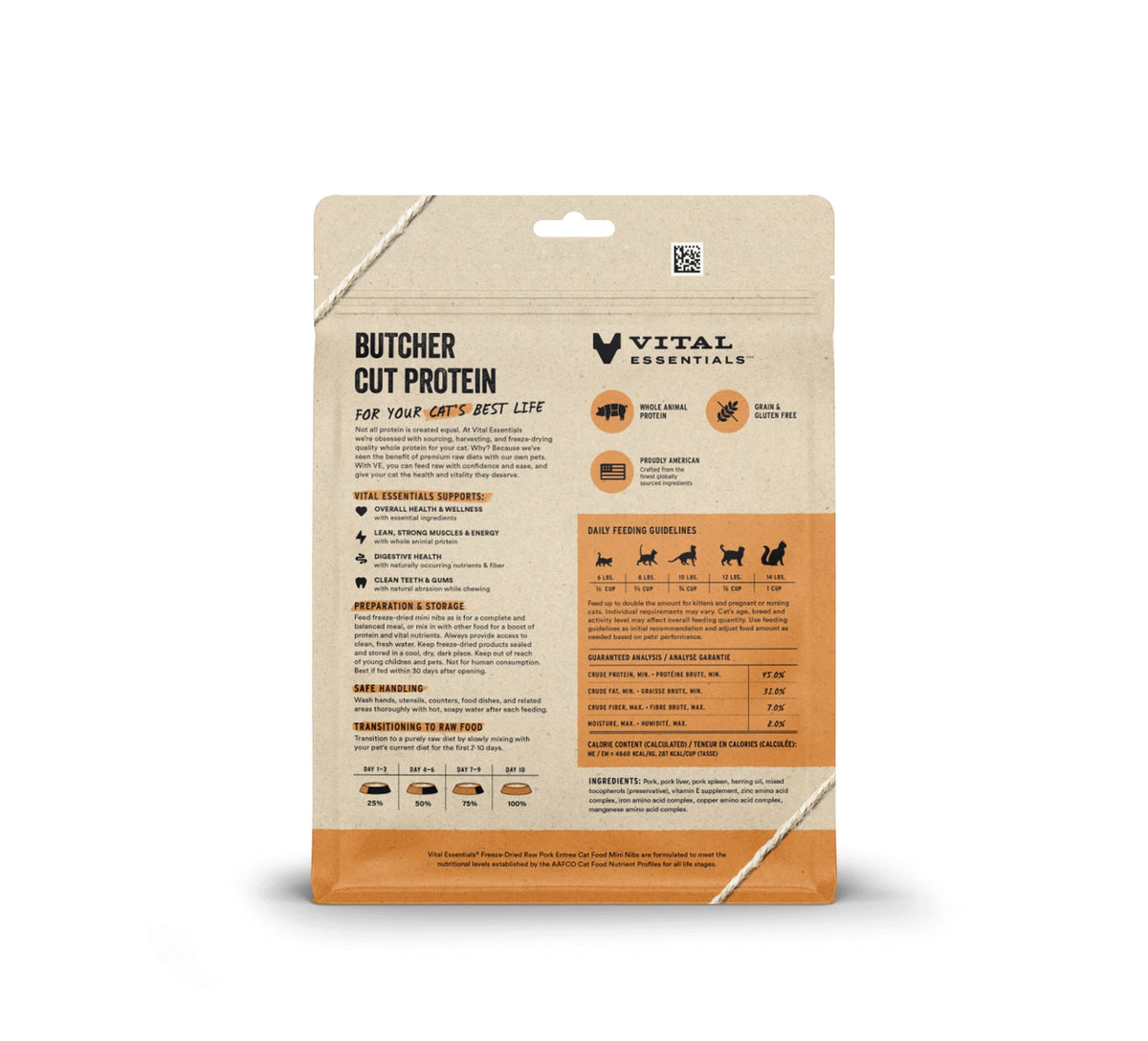 Vital Essentials® Freeze-Dried Raw Pork Entree Cat Food Mini Nibs, 8 oz
