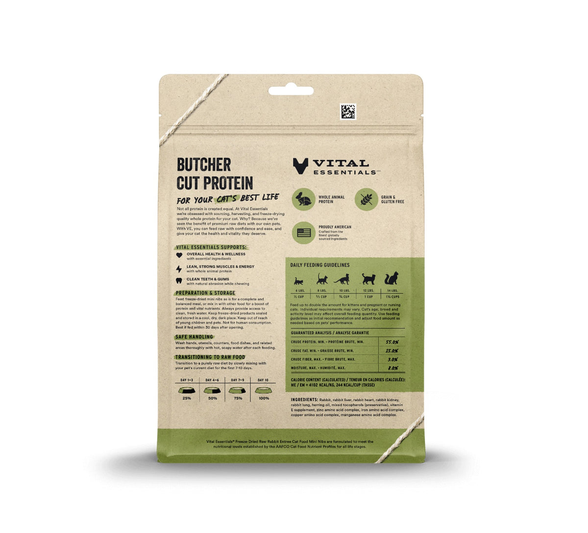 Vital Essentials® Freeze-Dried Raw Rabbit Entree Cat Food Mini Nibs, 12 oz