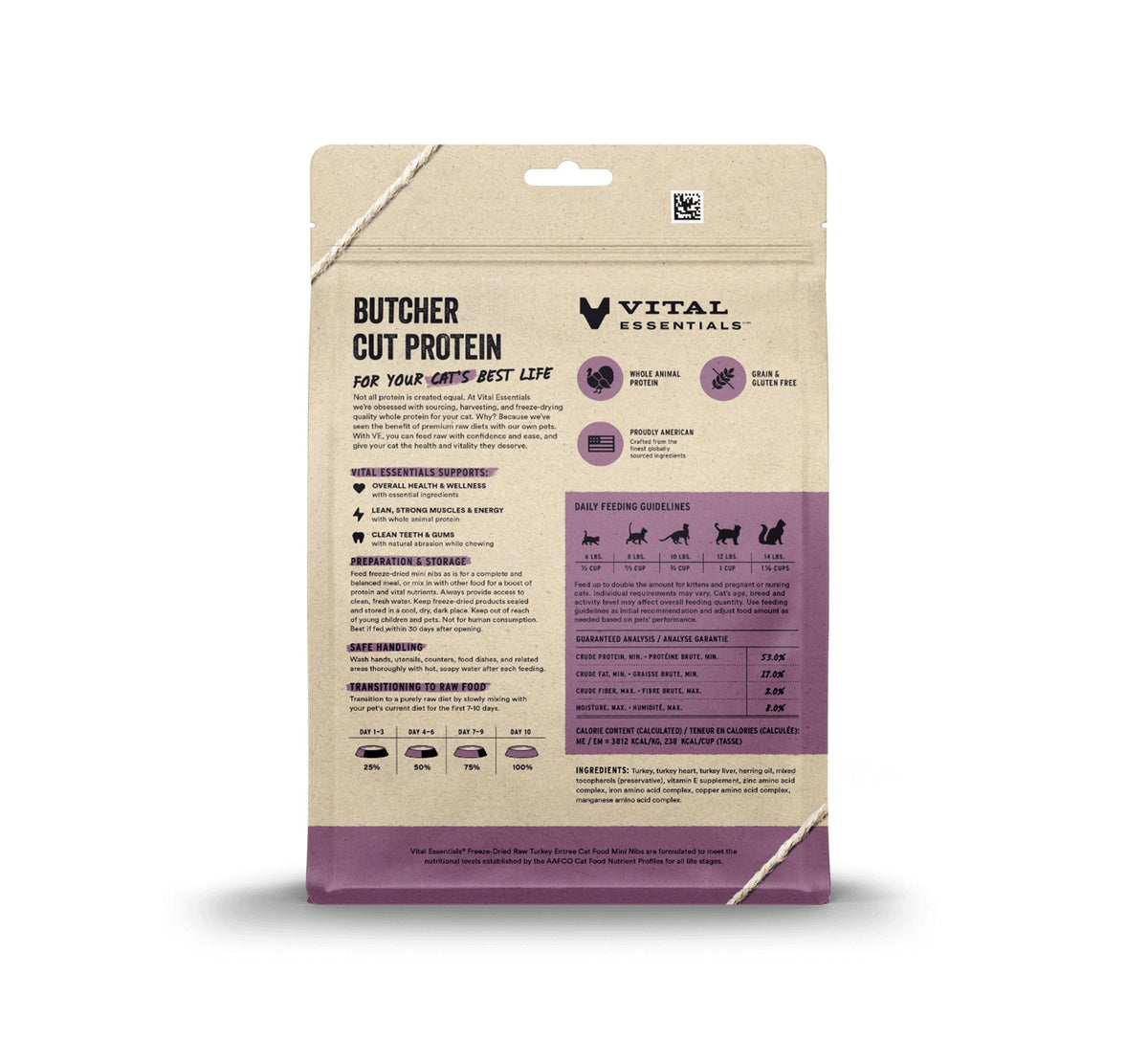 Vital Essentials® Freeze-Dried Raw Turkey Entree Cat Food Mini Nibs, 12 oz