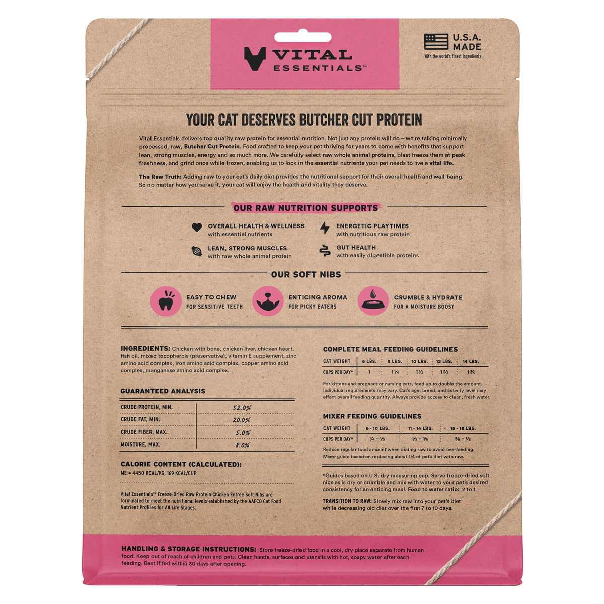 Vital Essentials Freeze-Dried Raw Chicken Entree & Mixer Cat Food Soft Nibs, 12 oz