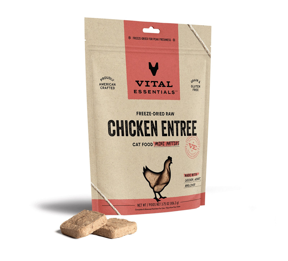 Vital Essentials® Freeze-Dried Raw Chicken Entree Cat Food Mini Patties, 3.75 oz