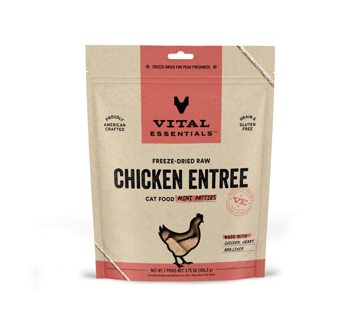 Vital Essentials® Freeze-Dried Raw Chicken Entree Cat Food Mini Patties, 3.75 oz