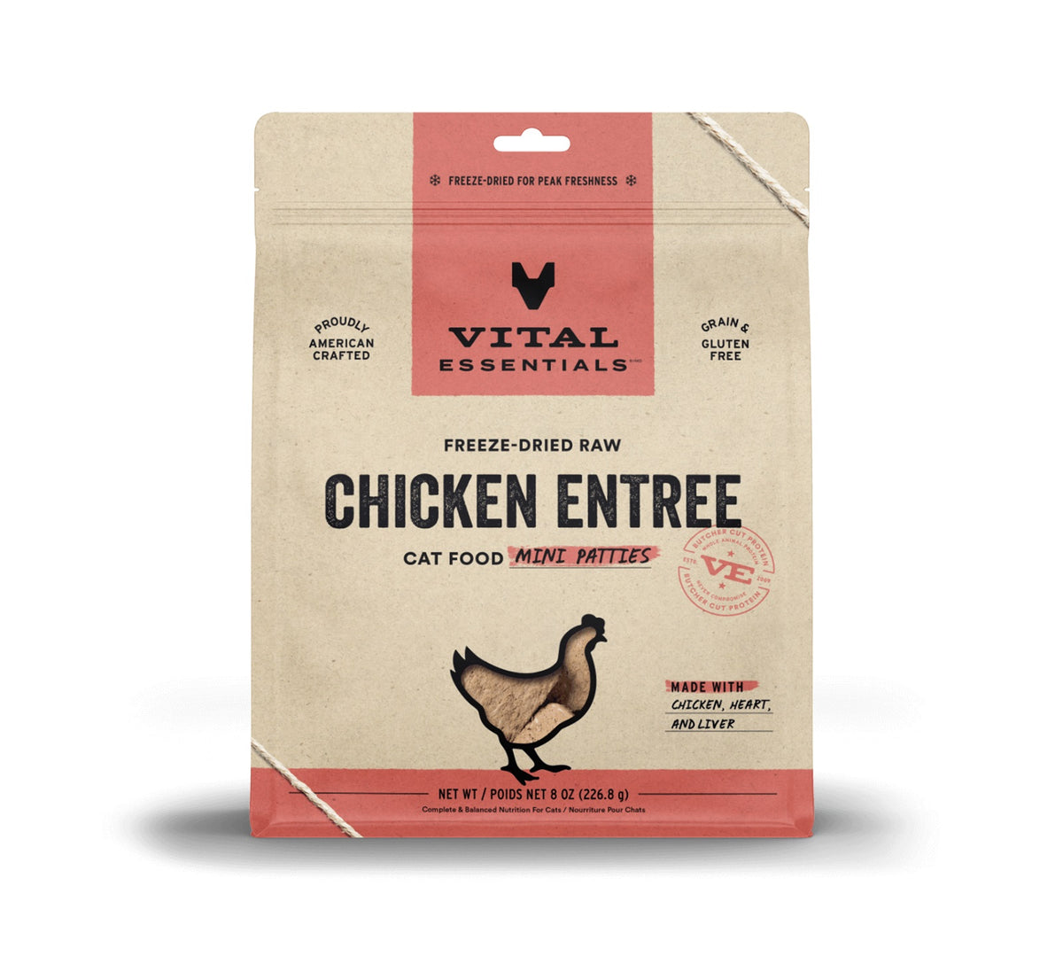 Vital Essentials® Freeze-Dried Raw Chicken Entree Cat Food Mini Patties, 8 oz