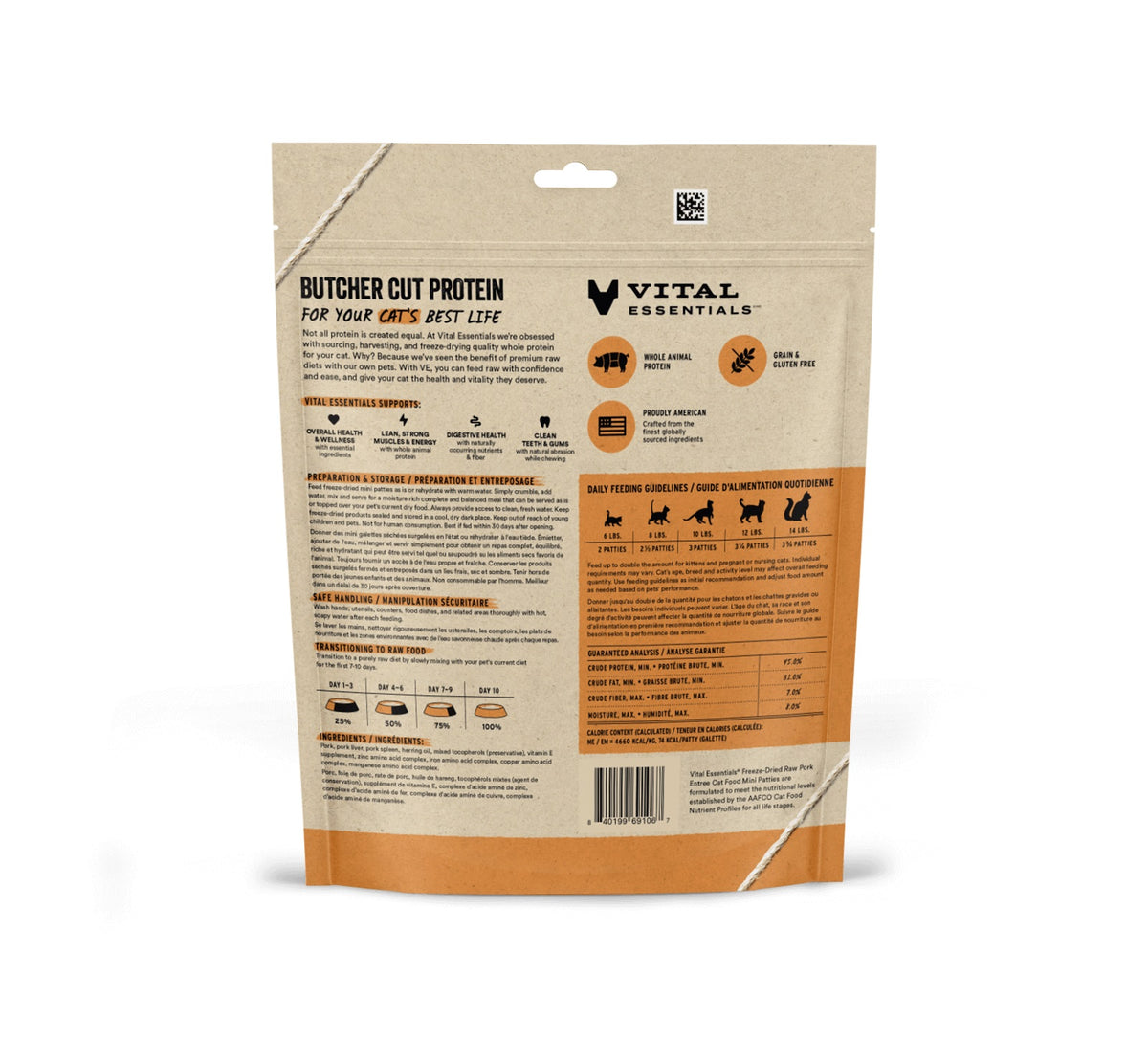 Vital Essentials® Freeze-Dried Raw Pork Entree Cat Food Mini Patties, 3.75 oz