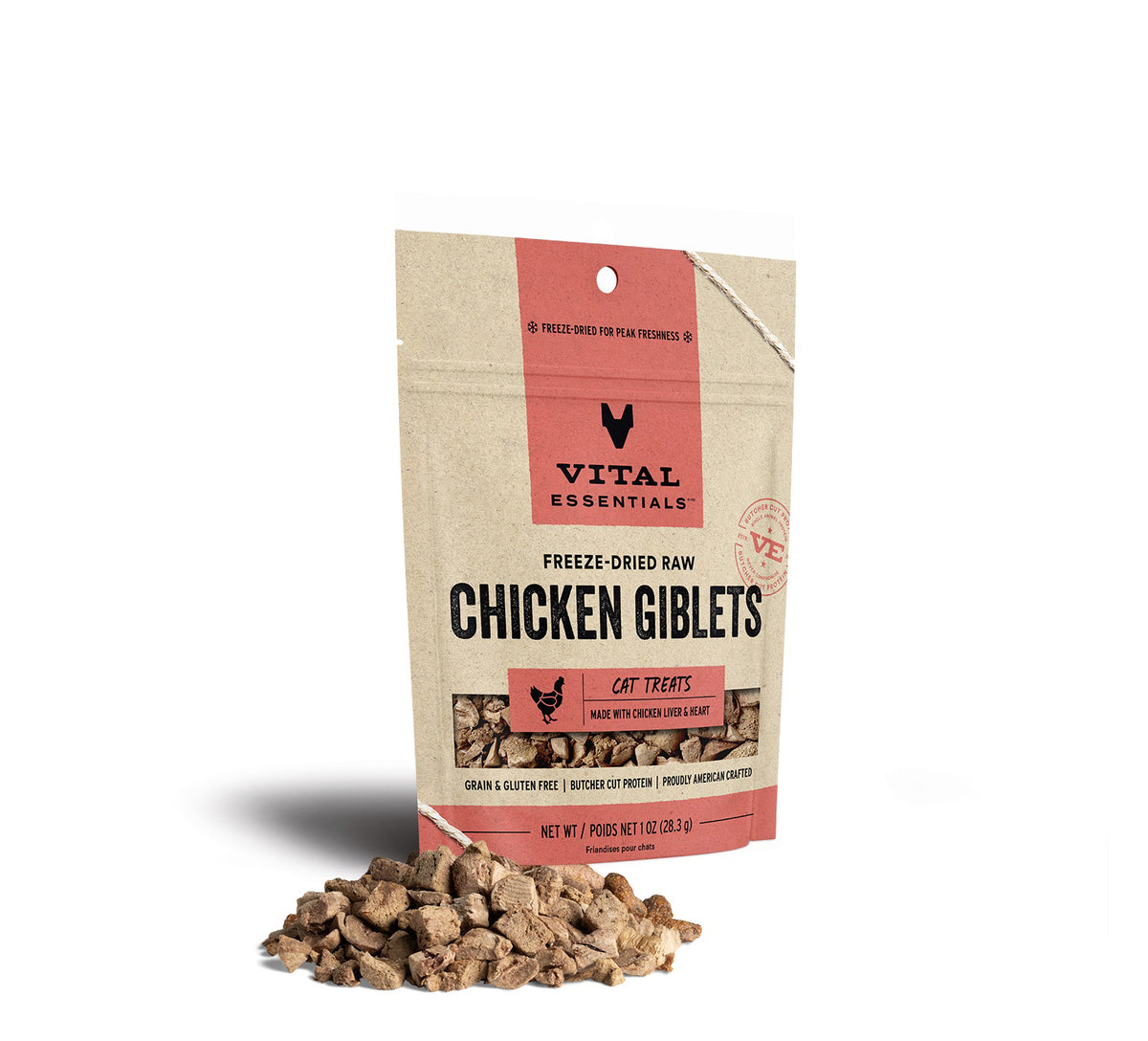 Vital Essentials® Freeze-Dried Chicken Giblets Cat Treats, 1 oz
