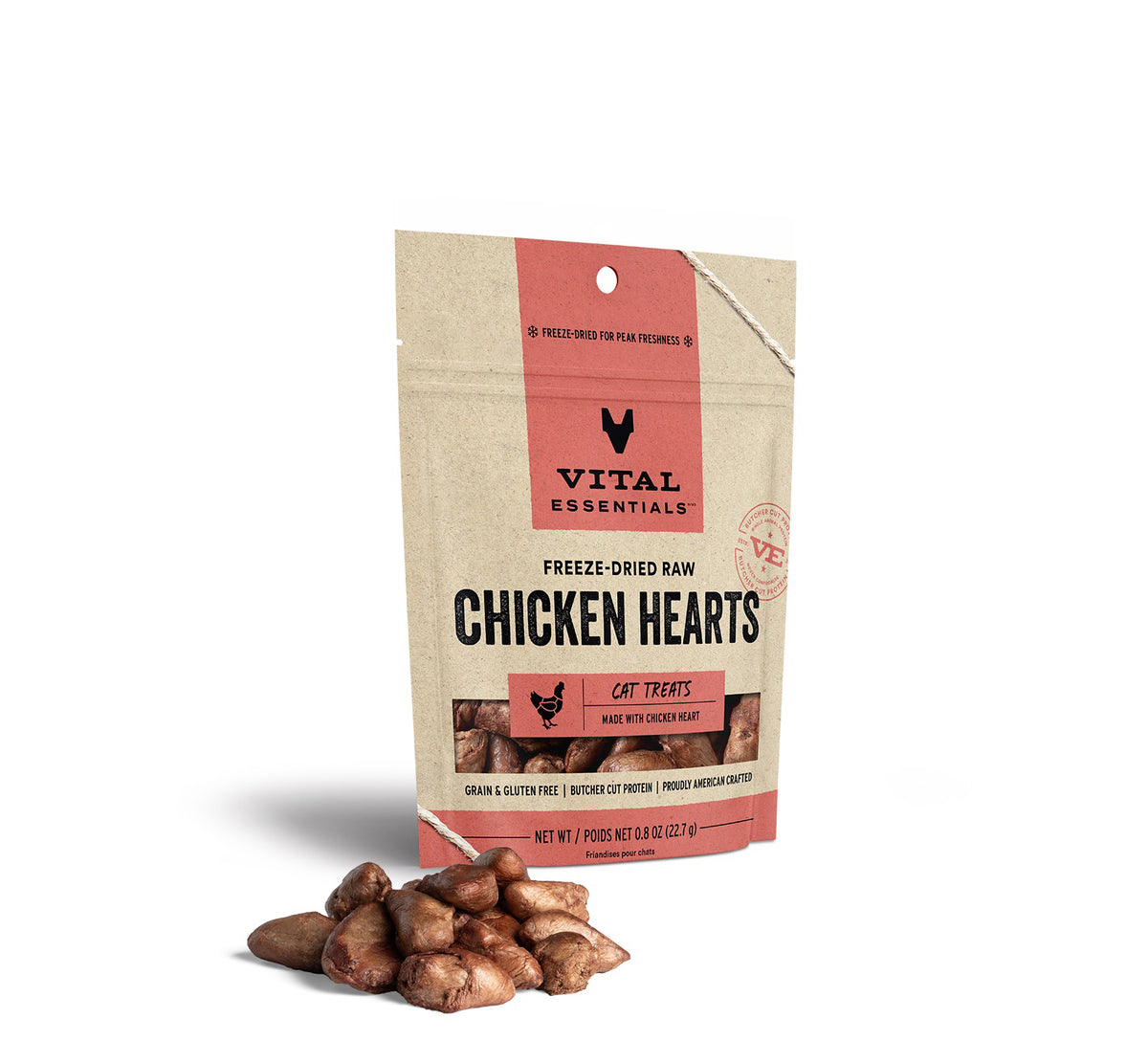 Vital Essentials® Freeze-Dried Chicken Hearts Cat Treats, 0.8 oz