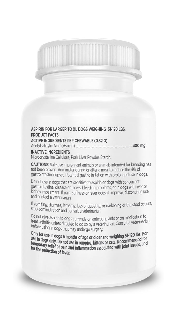 Vetality Canine Aspirin for Larger-XL Dogs 51-120 lbs 120ct