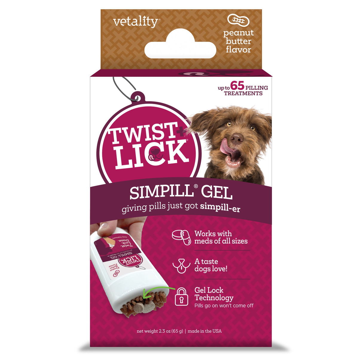 Vetality Twist & Lick SimPill Peanut Butter Flavor 2.3 oz (65g)