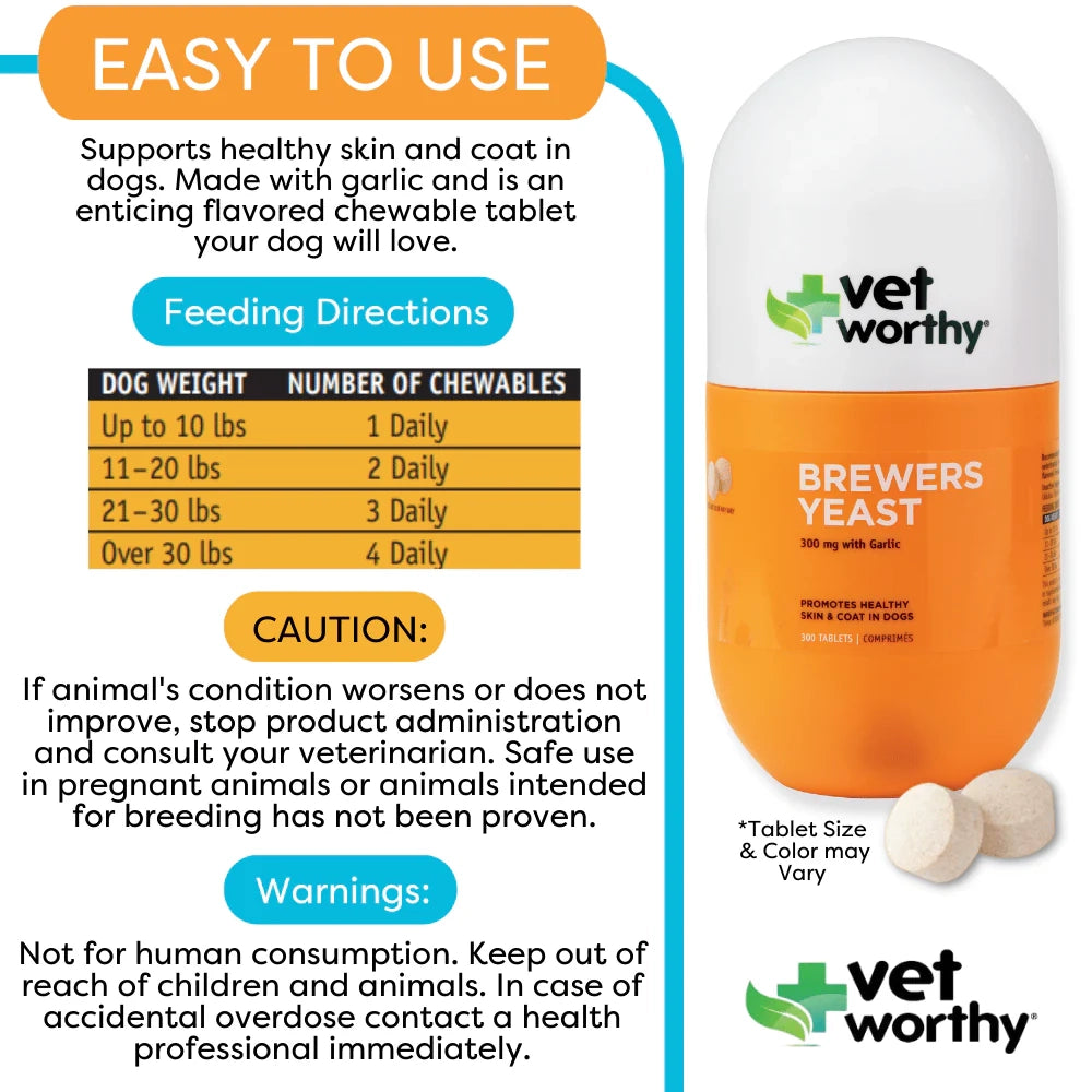 Vet Worthy Brewer's Yeast Tablets 300ct