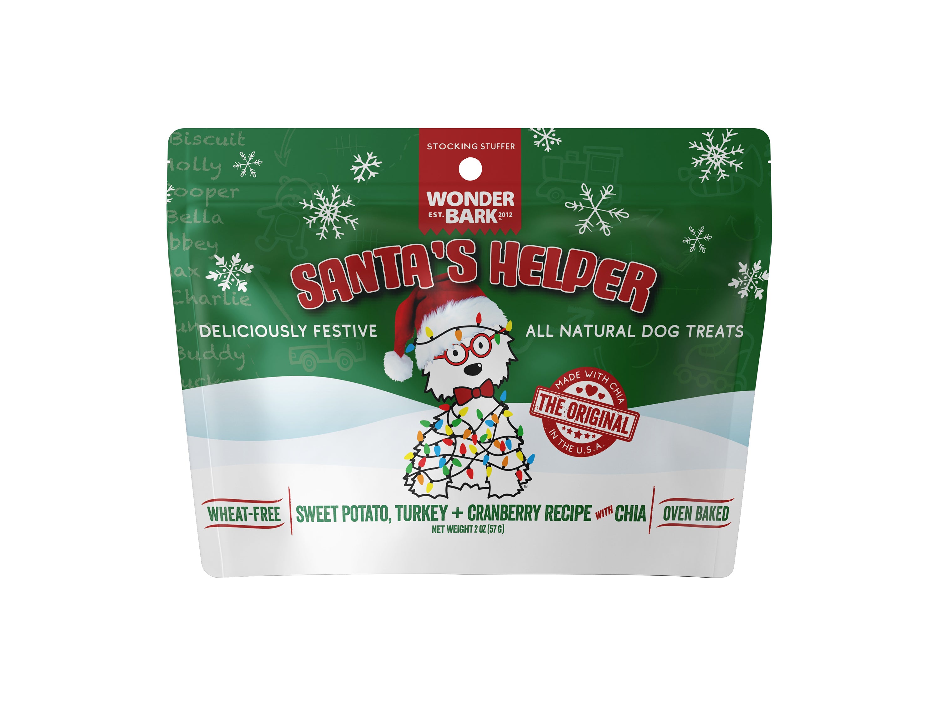 Wonder Bark Christmas Santa's Helper Dog Biscuit & Crunchy Treat 2oz