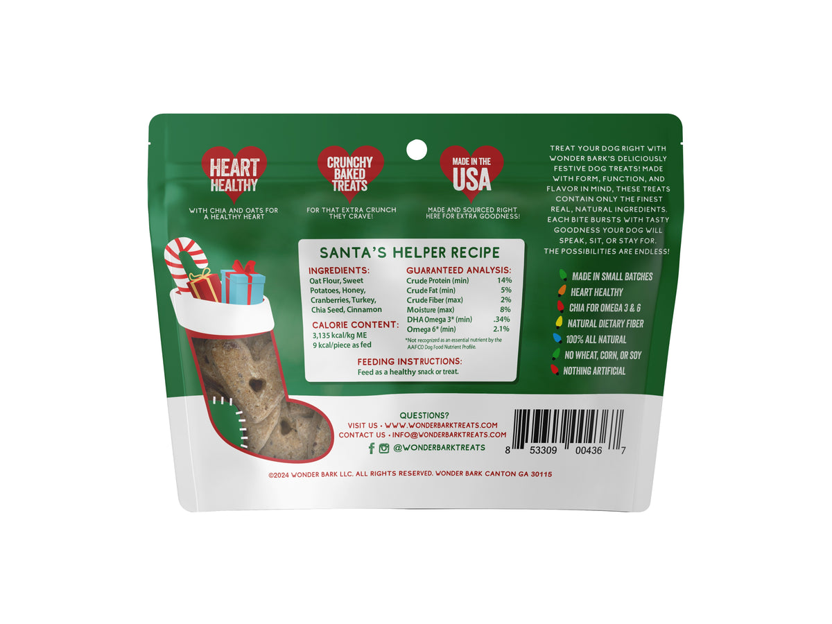 Wonder Bark Christmas Santa's Helper Dog Biscuit & Crunchy Treat 2oz
