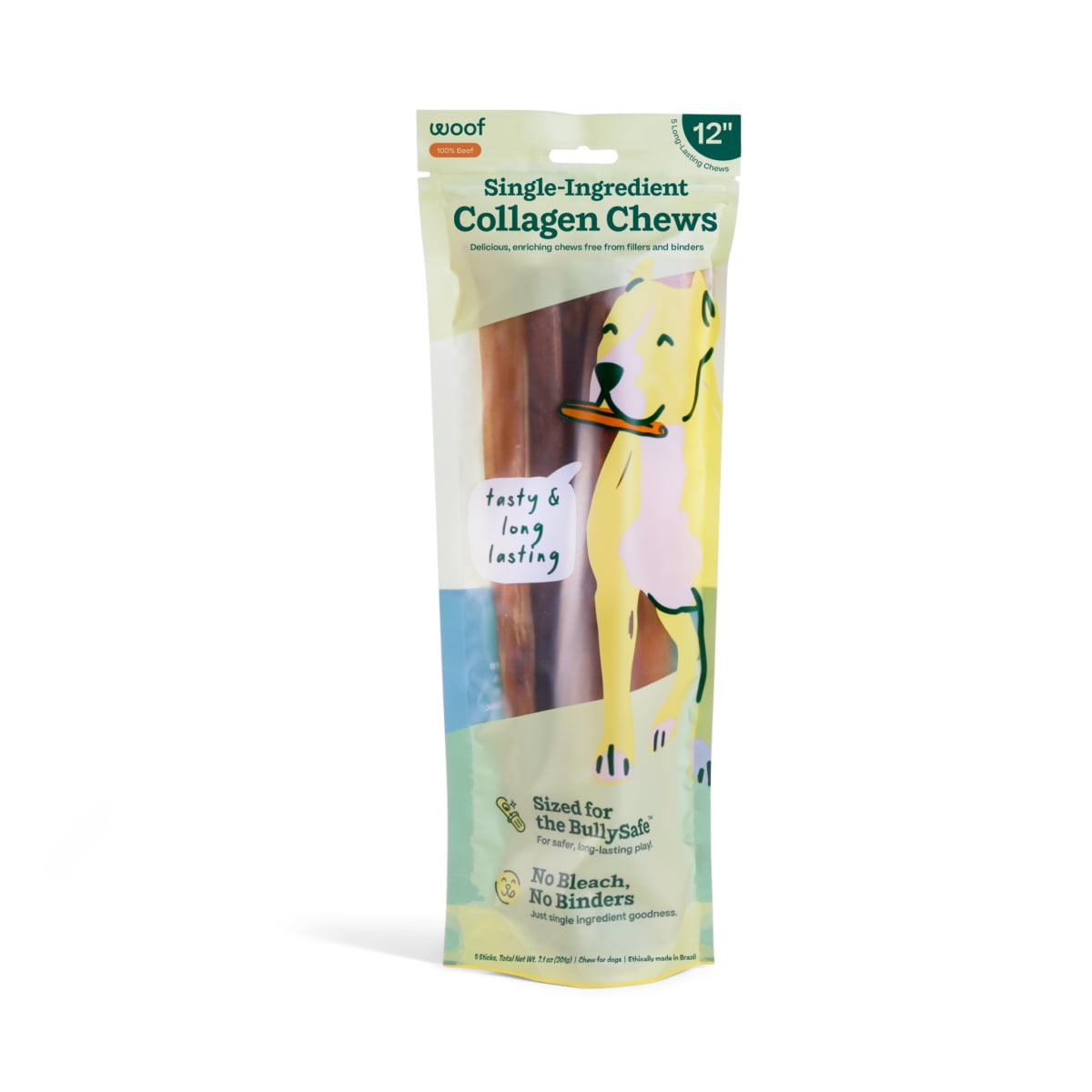 WOOF BullySafe Chews - Pure Collagen - 5pk 12in