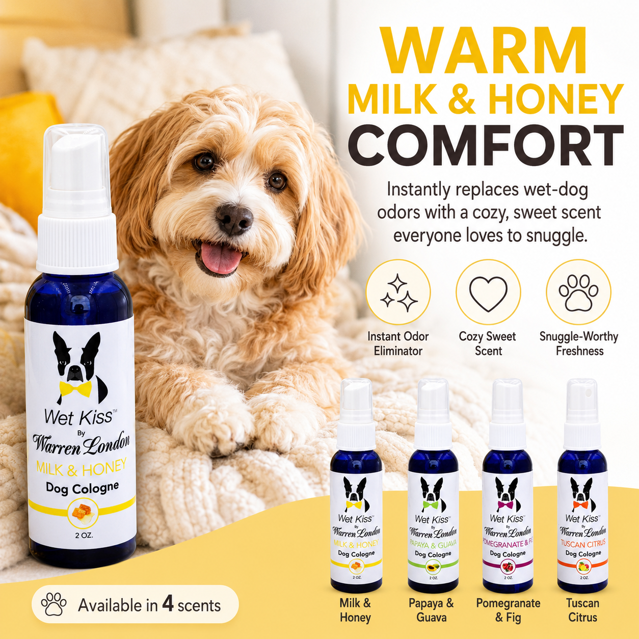 Warren London Wet Kiss Dog Cologne - Milk & Honey - 2 oz