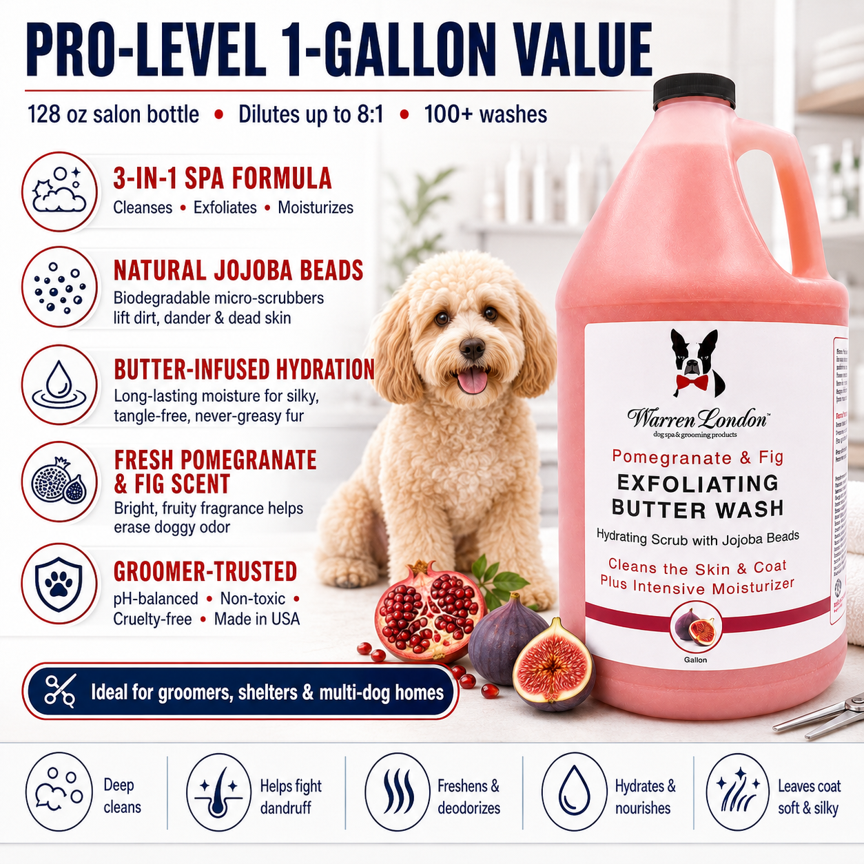 Warren London Exfoliating Butter Wash, Pomegranate & Fig  1 Gallon