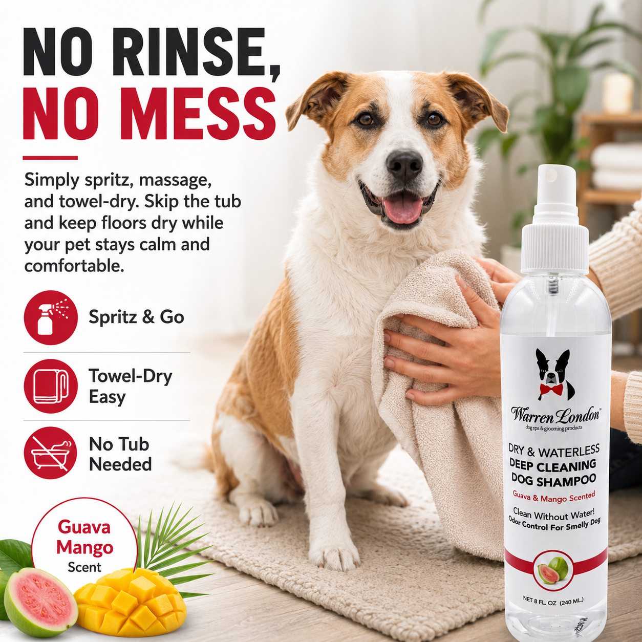 Warren London Dry & Waterless Shampoo - Guava & Mango - 8 oz