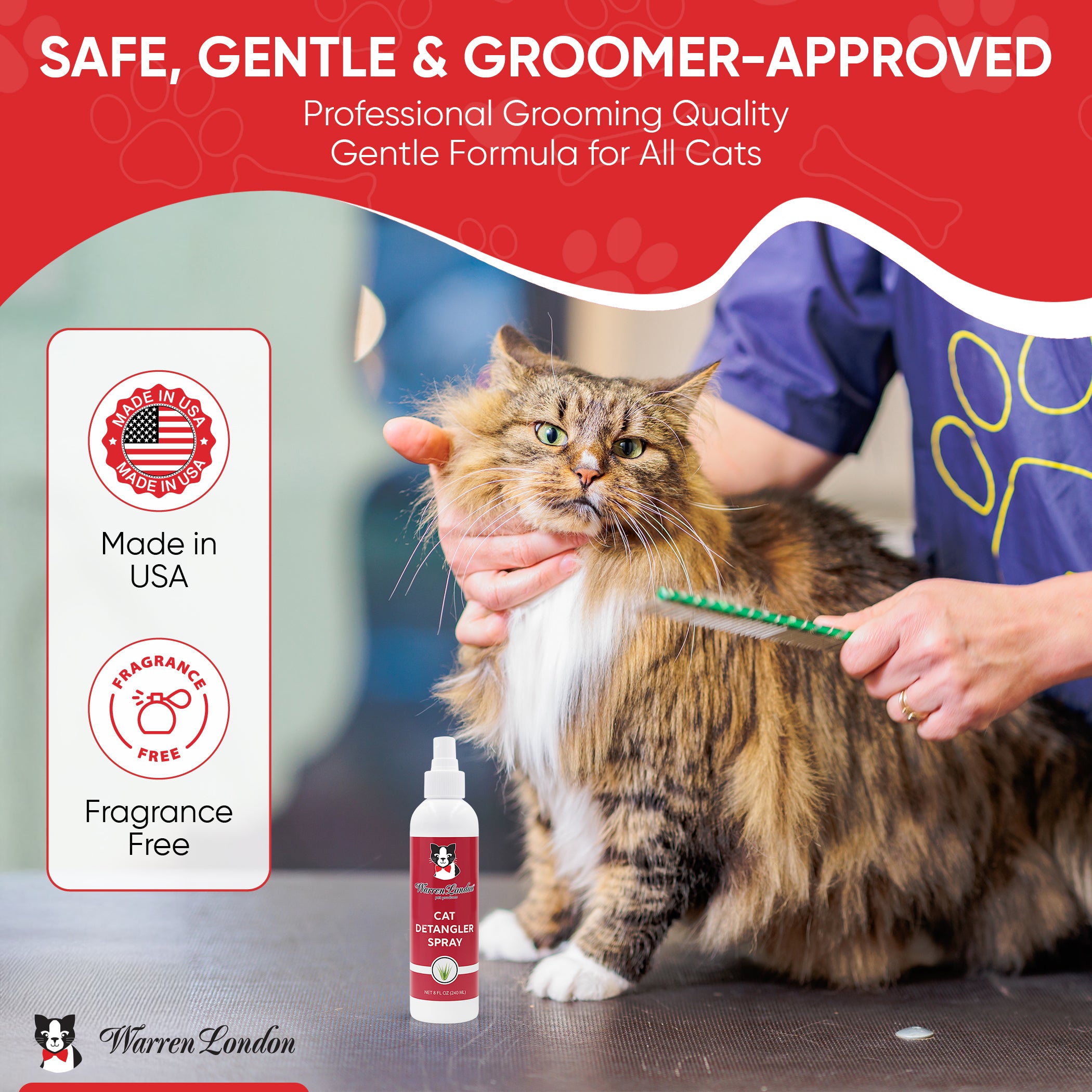Warren London Cat Detangler Spray - Unscented - 8oz