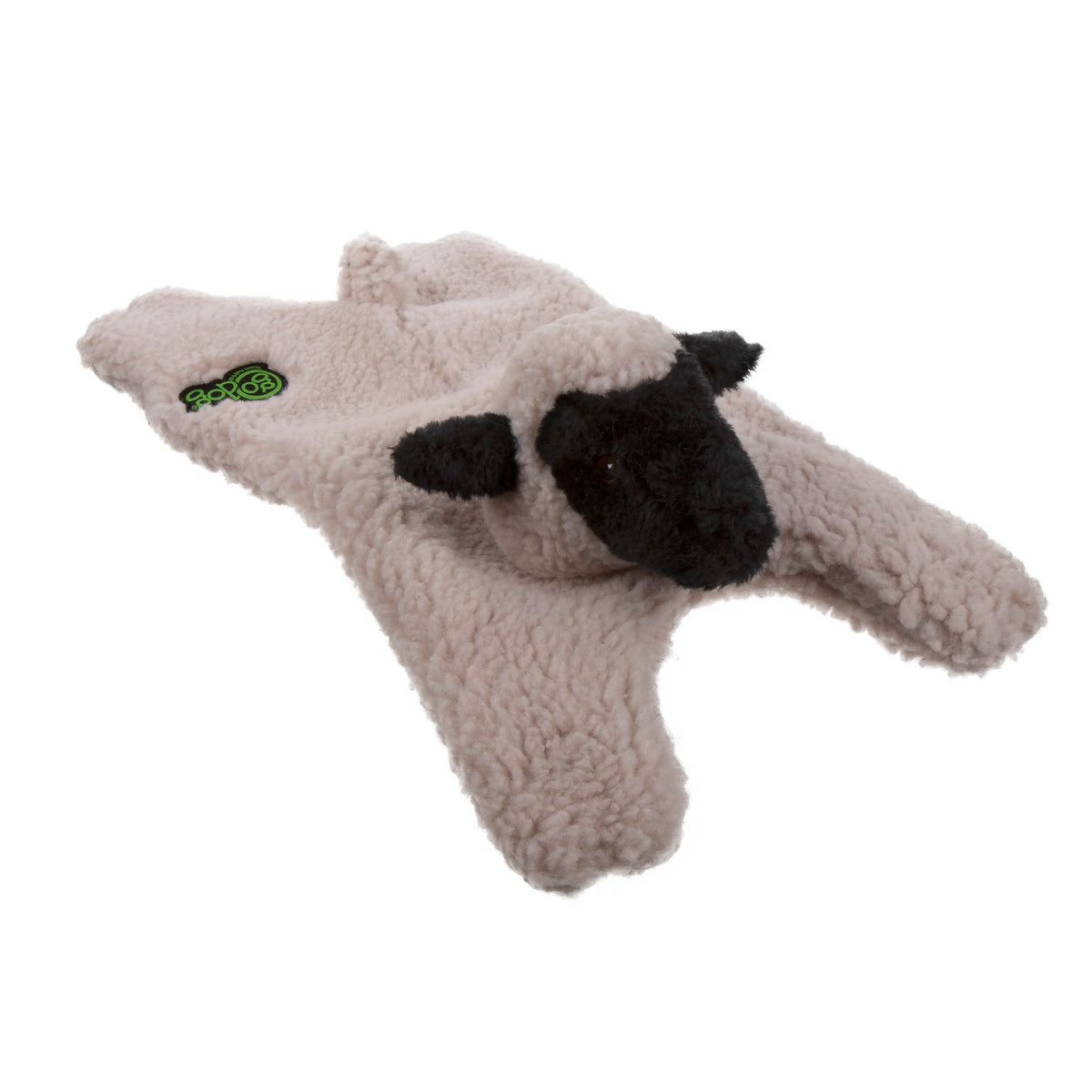 goDog Barnyard Buddies Lamb Squeaky Plush Flattie Dog Toy Large