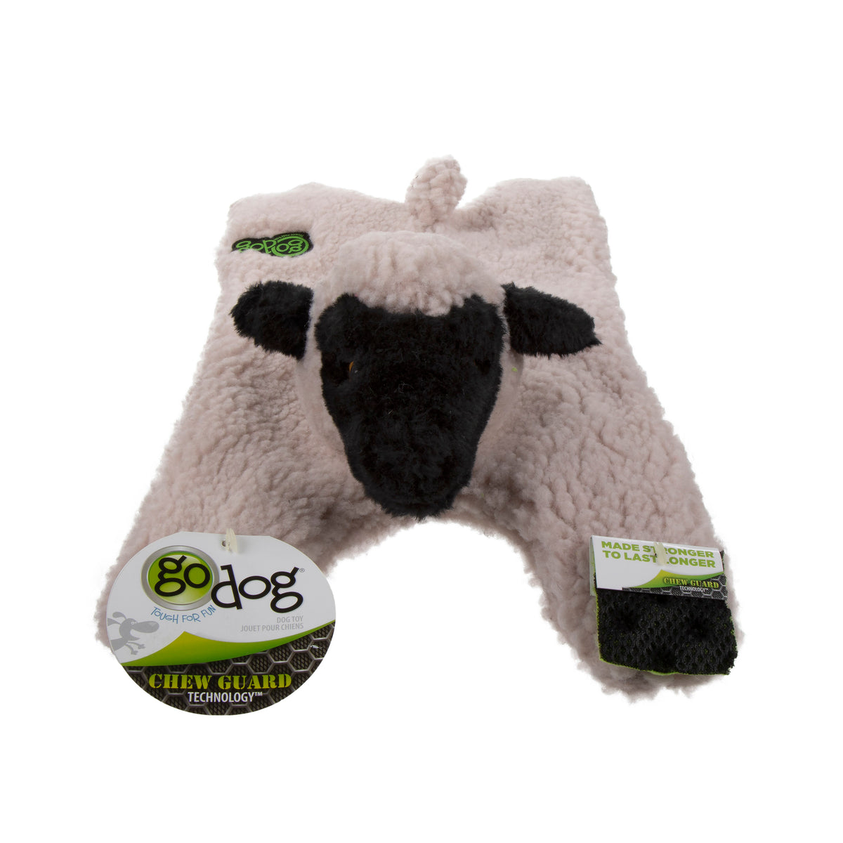 goDog Barnyard Buddies Lamb Squeaky Plush Flattie Dog Toy Large