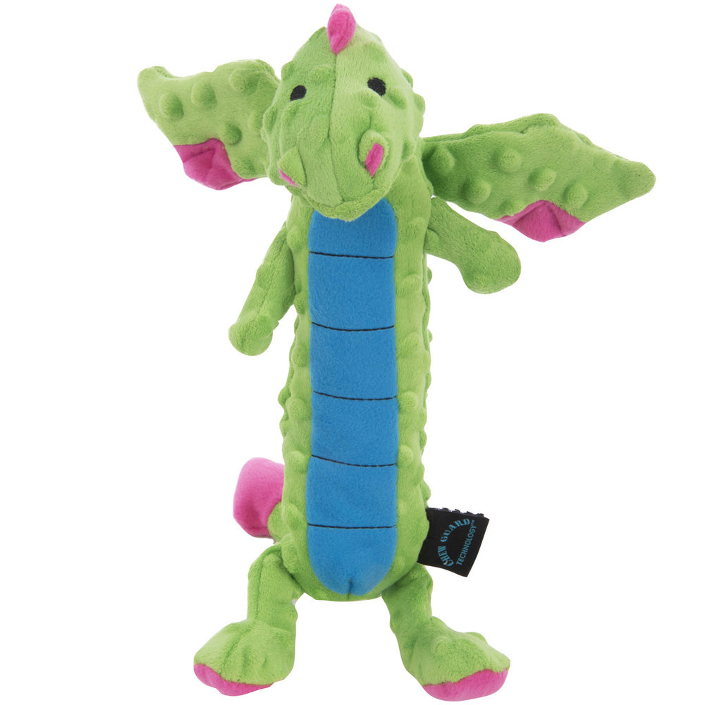 goDog Skinny Dragons w/Chew Guard Plush Dog Toy Green Large