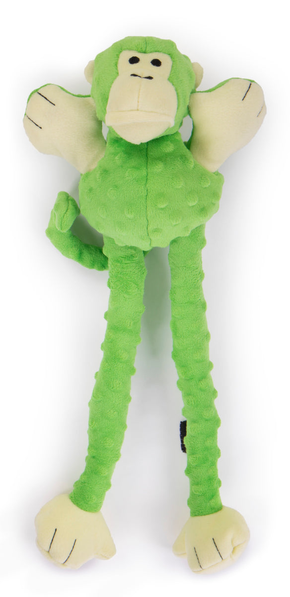 goDog Crazy Tugs Monkeys Squeaky Plush Dog Toy Large