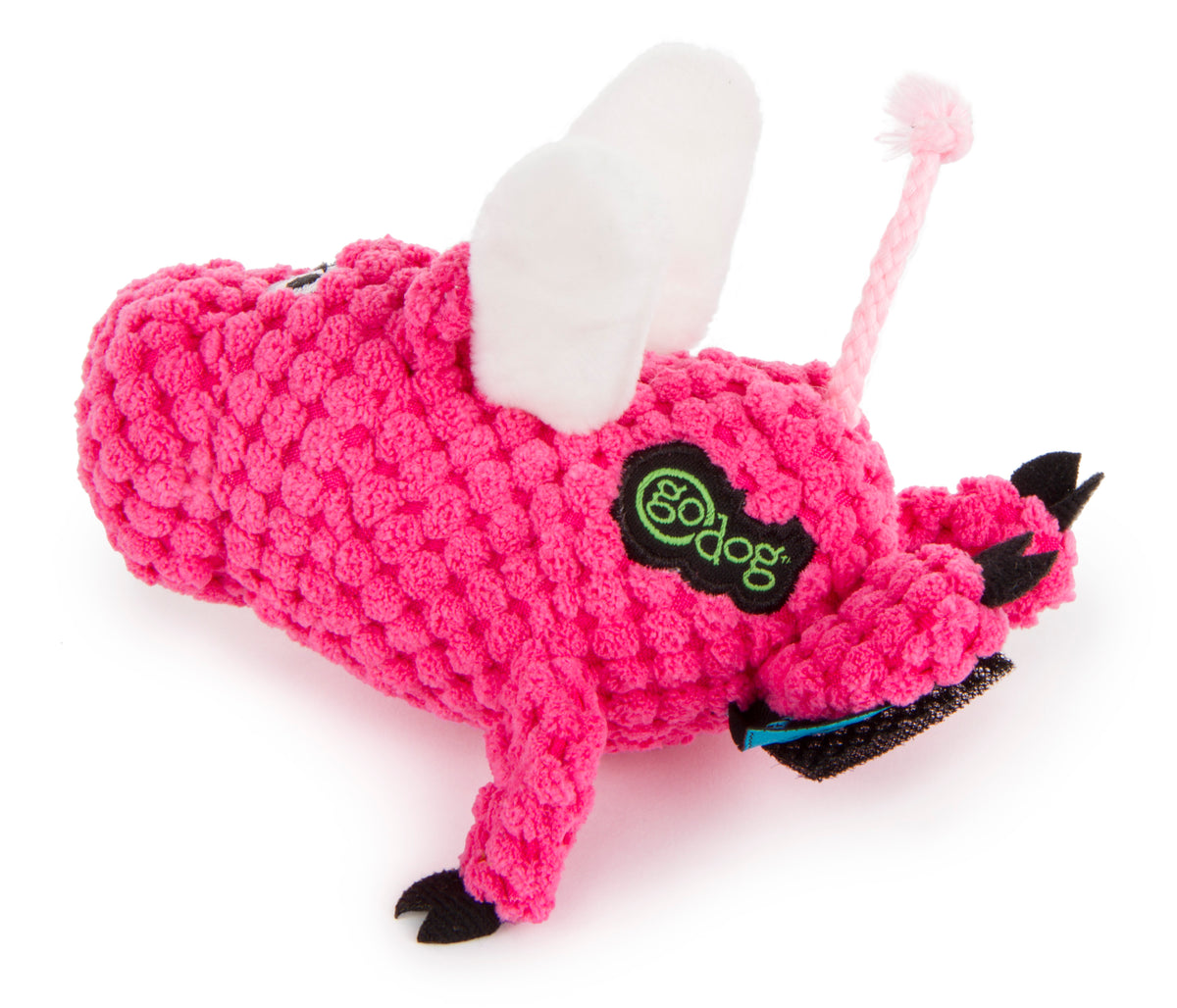 goDog Checkers Just For Me Flying Pig Squeaky Plush Dog Toy Mini
