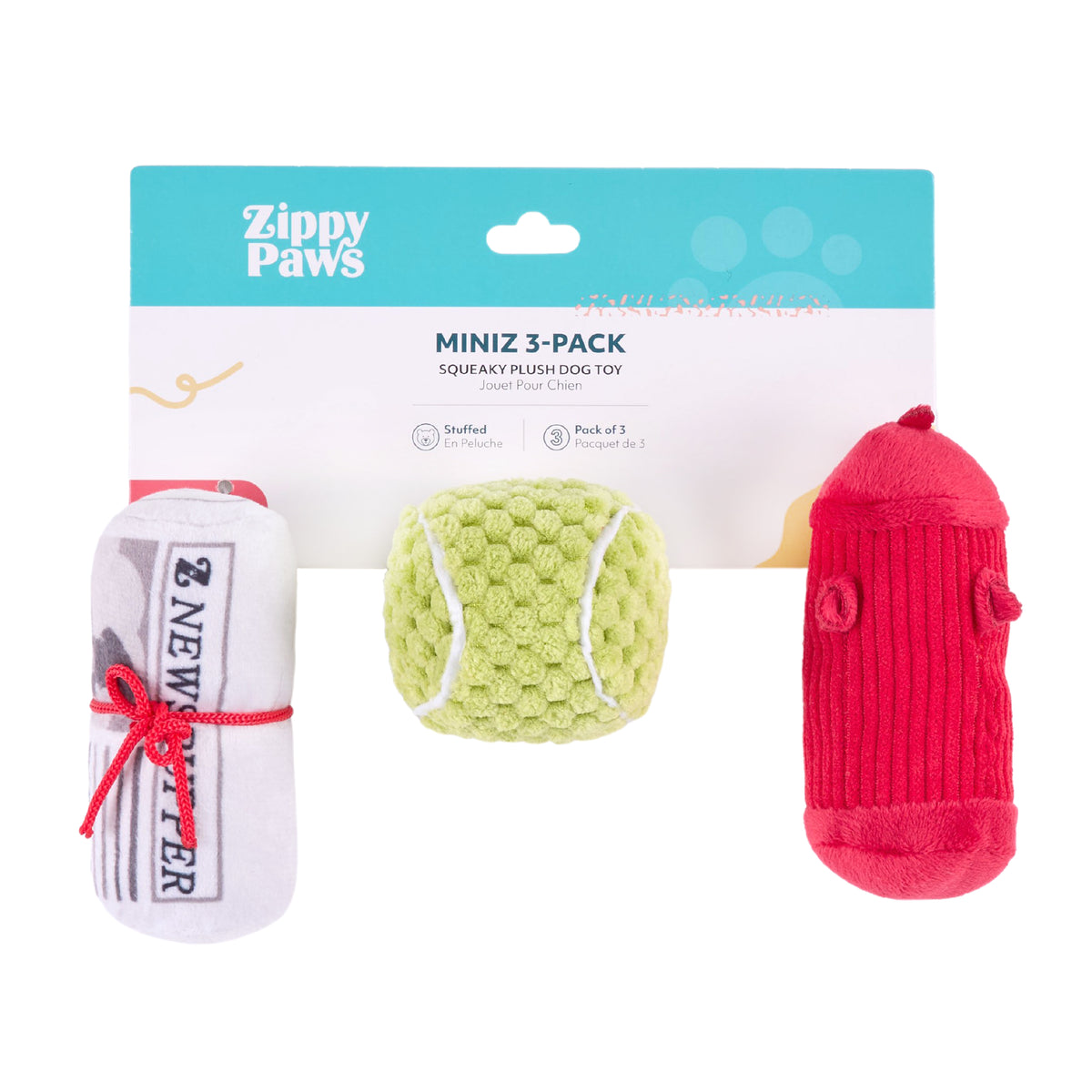 ZippyPaws Miniz Dogs Best Friend Plush Dog Toy 3pk