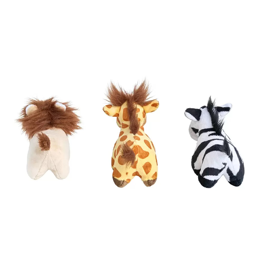 ZippyPaws Miniz 3pk Jungle Safari Plush Dog Toy