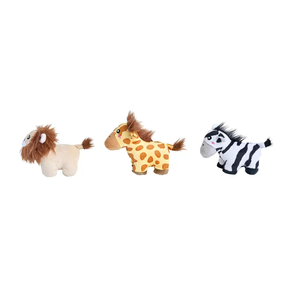 ZippyPaws Miniz 3pk Jungle Safari Plush Dog Toy