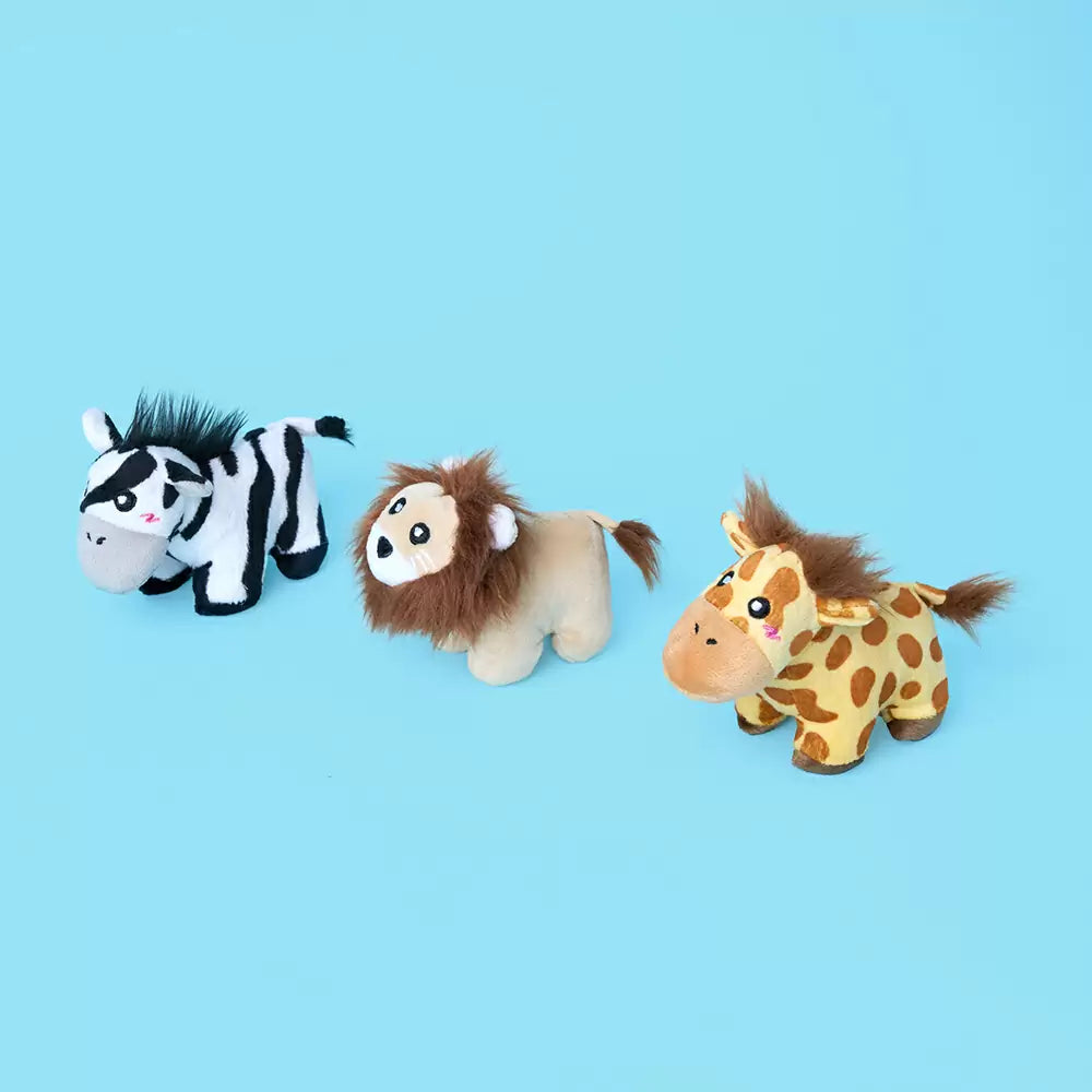 ZippyPaws Miniz 3pk Jungle Safari Plush Dog Toy